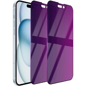 2 Pack Privacy Screen Protector for iPhone 15 Pro Max Tempered Glass for iPhone15 ProMax 6.7inch Private Glass Anti-Spy Anti-Blue Light Eye Protection Anti-Scratch Full Coverage Bubble Free