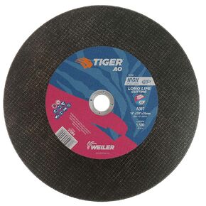 Weiler 57035 14-Inch Cutting Wheel, Tiger AO Steel/Metal Long Life, Performance Cutting, 1/8" A30T Type 1 20mm Arbor (Pack of 10)