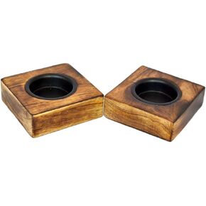 ETROVES Wooden Tealight Candle Holder Set - Mango Wood Boat Tea Light Votive Candle Holders - Personalized Wood Tealight Holders for Rustic Wedding Birthday Anniversary Party