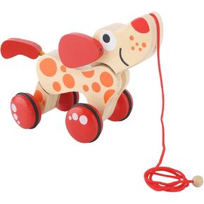 Push Pull Puppy, Pull Walking Dog Model Wooden Pull Model Push Pull Puppy Can Sit, Stand and Roll Rubber Rimmed Wheels for Easy Push and Pull Action (Dog Style) in Kuwait