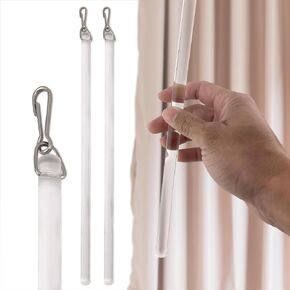 Amazing Drapery Hardware Clear Acrylic Drapery Wand, 24-Inches, 2 Pack - Invisible & Sturdy Curtain Pull Rod - UV-Resistant - Ideal for High Hanging Drapes & Heavy Curtains in Homes & Offices