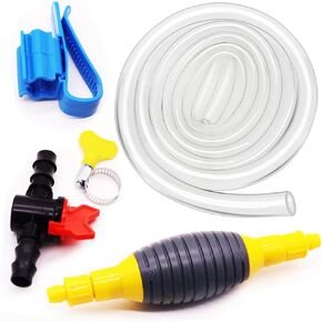 Gasoline Siphone Hose Pump, 78.7in Upgraded Hand Pump, Hose Hand Fuel Transfer Siphon Pump, Gasoline Hose for Oil & Water Transfer Hand Fuel Pump and Tubing clamp, Manual Fuel Pump with Hose(Φ16MM)