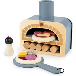 Tender Leaf Toys - Make Me a Pizza! - Pizza Toy Oven, 18 Piece Wooden Play Food Set - Develops Social, Creative and Imaginative Skills, Gender-Neutral for Boys and Girls - Age 3+