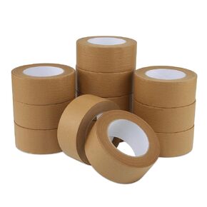 Lichamp Brown Packing Tape, Kraft Paper Tape Brown Gummed Tape for Packing Boxes, Shipping Cardboard and Carton Sealing, 12 Rolls x 2 inch x 55 Yard x 7 mil, B212BR
