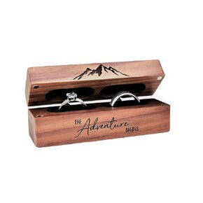Slim Wooden Ring Box for Wedding Ceremony, Engagement Double Ring Box, 2 slot Rustic Ring Box By Northstar Engraving