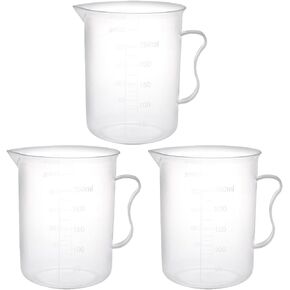 uxcell Measuring Cup 300ml PP Plastic Graduated Beaker Transparent with Handle for Lab Kitchen liquids 3pcs