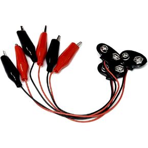 Corpco 9v Battery Snap Connector to Dual Alligator Clips Cable (Pack of 3)