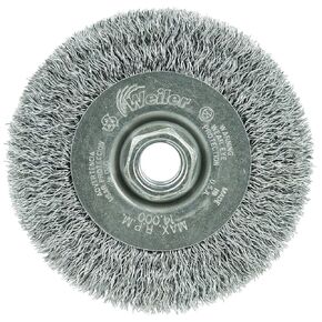 Weiler 13081 4" Narrow Face Crimped Wire Wheel, .014" Steel Fill, 5/8"-11 Unc Nut, Made in the USA