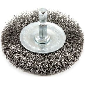 Forney 72734 Wire Wheel Brush, Fine Crimped with 1/4-Inch Hex Shank, 2-1/2-Inch-by-.008-Inch