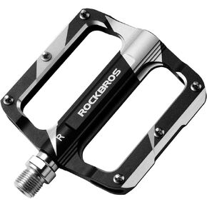 Rock BROS Mountain Bike Pedals Flat Bicycle MTB Pedals 9/16 Lightweight Road Bike Pedals Carbon Fiber Sealed Bearing Alloy Flat Pedals 1 Pair