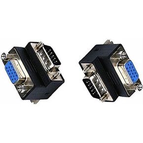 Nightwolf 90 Degree Right Angle L Style VGA Male to Female 15 Pin SVGA Cable Adapter PC to Monitor Display Extension Connector for LCD Monitor TV