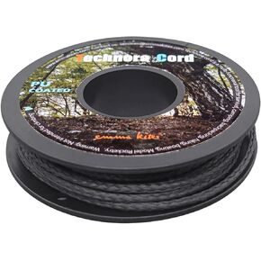 emma kites Black 1.8mm Technora Braided Cord PU Coating Abrasion Flame Resistant, Snare Line Tough Tactical Survival Cord Model Rocket Paracord Assist Cord 600Lb 120Ft