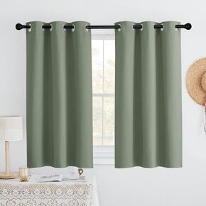 PONY DANCE Grey Blackout Kitchen Curtains 36 inch Length(W42 x L36 in, Grey, Set of 2), Soft Thermal Insulated Short Small Window Curtain for Basement Bathroom Cafe Window,Half Window Curtains Tiers