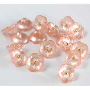 Flower Buttons for Sewing 15/32 inch (11.5mm) Translucent Blouse Button Craft Scrapbooking Pink White Mix Pack of 30pcs