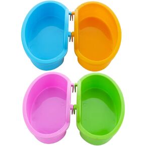 4 Pack Hamster Food Bowl - Anti-Turnover Fixable Bowl for Hamster Mice Rat Hedgehog and Small Pet (Pink, Green, Blue and Orange)
