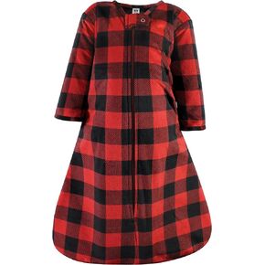 Hudson Baby Unisex Baby Long Sleeve Plush Faux Fur Sleeping Bag, Wearable Blanket, Buffalo Plaid, 12-18 Months