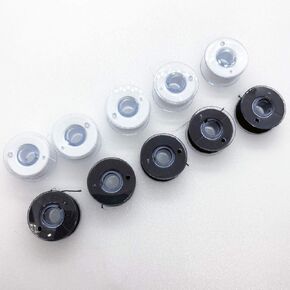 DREAMSTITCH 2518P Prewound Bobbin 5 Pcs Black Tread and 5 Pcs White Tread 40/2 SP Polyester PP Thread 30 Yard Per Bobbin for Brother,Singer,Janome,Bernina,Kenmore,Pfaff,Viking,White and More