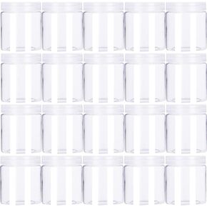20 Pack 4oz Round Plastic Jars with Lids Empty Clear Slime Containers,Wide-Mouth Refillable Storage Containers for Cosmetics,Lotion,Food Storage