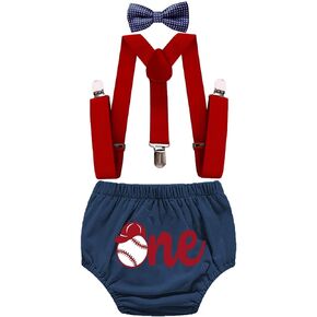 HIHCBF Baseball Theme Baby Boys First Birthday Cake Smash 3Pcs Outfits Diaper Cover Suspenders Bow Tie Baby Shower Costume