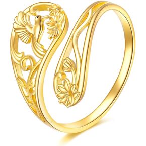 14k Gold Adjuatable Spoon Ring Open Ring Jewelry Gifts for Women Girls Her