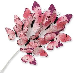 Daelyn 3D Butterfly Wall Decoration DIY Crafts Butterfly Decoration Suitable for Home Flower Arrangement Wedding Party Birthday Present 12pcs 2 Sizes (Pink Large)
