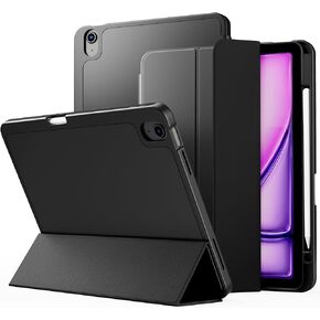 VAKS for iPad Air 13 inch Case M2 2024, iPad Pro 12.9 Case (6th/5th Gen 2022/2021), Trifold Stand Smart Cover Auto Wake with Pencil Holder Soft TPU Back, Red Rose