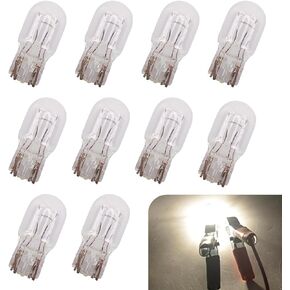 Pack-10 Car T20 1891/7443 Dual Wire Brake Bulbs, 12V 21/5W Ultra-bright Turn Signal Tail Lights, DRL Indicator Micro Bulbs Replacement, Universal Lighting Accessories for Cars (White)