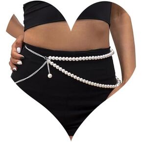 Pearl Waist Chain Layered Belly Body Chains Bikini Belly Chain Beach Rave Party Body Accessories for Women and Girls