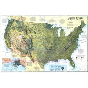 National Geographic: United States, the Physical Landscape 1996 - Historic Wall Map Series - 31.25 x 20.5 inches - Rolled Canvas