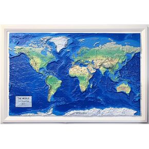 World Ranger 3D Map by Hubbard Scientific | A True Raised Relief Map - You Can Feel the Terrain | Vacuum-formed Molded Map | 36'' x 24'' | Detailed Topography