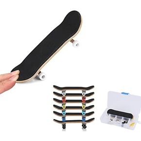 Wood Finger Skateboard Alloy Stent Bearing Wheel Fingerboard Novelty Toy Reduce Pressure Kids Gifts(Navy)