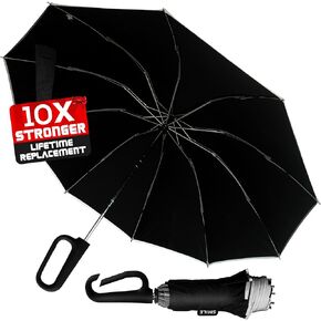 Travel Compact Inverted Umbrella with Ring Buckle, Portable Large Strong Windproof Reverse Reflective Umbrellas for Rain & Sun, Automatic Open and Close Umbrella for Women Men