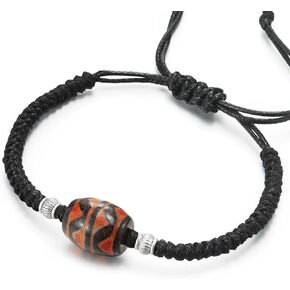 COOLSTEELANDBEYOND Mens Womens Tribal Totem Ceramic Beads Rope Bracelet, Ethnic Wrap Bracelet