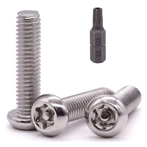 M6-1.0 x 25mm 30 PCS Button Head Torx Security Machine Screws Bolts 304 Stainless Steel 18-8 Tamper Resistant Screws with a Torx Driver Bit, Full Thread, Bright Finish