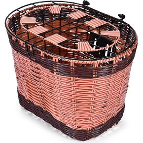 Wicker Bike Basket - Removable Old Fashion Front Handlebar Storage Basket - Compatible with Standard Bicycles and Electric Scooters - Vintage Look Bike Accessories - no mounting Hardware