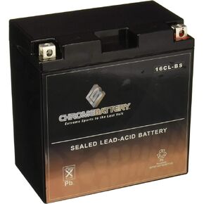 Chrome Battery YB16CL-B Battery - Rechargeable, High Performance Power Sports, Factory Sealed, Durable, 240 CCA