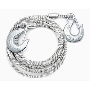 5/16-in X 20ft Galvanized Wire Rope with Tow Hooks On Both Ends. Heavy Duty Winch Cable for Towing Or Logging. Uncoated Security Cable; Working Load Limit 1,960 Lbs