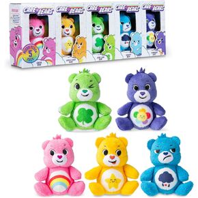 Care Bears 3" Micro Plush 5-Pack Treasure Box - Cheer, Laugh A-Lot, Good Luck, Grumpy and Harmony Bear — Miniature Plush Figure, Suffed Animal, Toy Mini Soft Figure for Kids, Girls and Boys Ages 4+