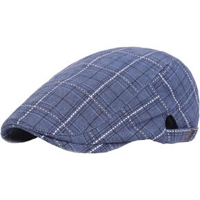 Unisex Newsboy Hat Adjustable Flat Cap Cotton Plaid Gatsby Ivy Golf Cabbie Hat