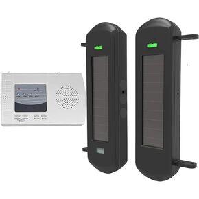 HTZSAFE Solar Wireless Driveway Alarm System-1/2 Mile Long Transmission Range-300 Feet Wide Sensor Range-No Wiring No Need Replace Battery-Outdoor Weatherproof Security Perimeter Alert System KIT
