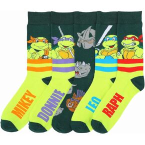 Bioworld Teenage Mutant Ninja Turtles Characters 5-Pair Men's Casual Crew Socks
