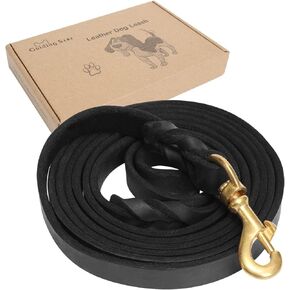 Guiding Star Leather Dog Leash 4ft, Dog Leashes for Large Dogs Heavy Duty, Soft Braided Handmade Leather Training Leash for Large & Medium Dogs (4ftx3/4inch, Black)