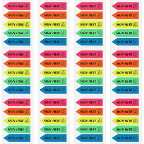 1000PCS/10Packs Sign Here Tabs, Sign Here Stickers Sign Here Message Flags 5 Colors with Arrow Flags Easy to Post for Office School Notary Annotating Books Paper