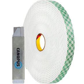 CANOPUS Double Sided Foam Tape for Craft and Card Making Projects, Heavy Duty Adhesive Mounting Tape 4016 (1in x 36yd)