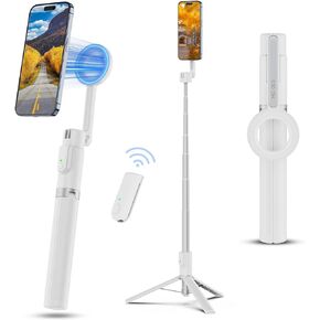 ULANZI 64.6'' Magnetic Selfie Stick Tripod Max, All-in-One Phone Tripod w Magnetic Phone Holder & Detachable Wireless Remote, Magsafe Compatible, for iPhone 15 14 13 12 Series & Android Phones (Black)
