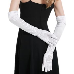 قفازات طويلة لحفلات الأوبرا من الساتان للنساء، مقاس 55.88 سم، قفازات قابلة للتمدد لحفلات الزفاف المسائية، طول الكوع، مقاس البالغين in Kuwait