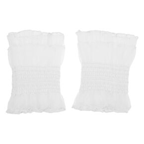 Mipcase 1 Pair Bracelet Gloves Nail Photo Sleeve Dress Accessories for Women Lolita Accessories Hand Cuff Fake Sleeves Elastic Wrist Cuffs Fake Cuffs Cloth White Women's Fingerless