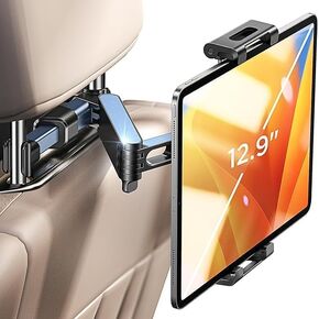 Universal Car Headrest Tablet Mount for iPad Tablets, Nintendo Switch, iPhone, Smartphones, Compatible w/ 4.5"-10" Device, 360° Rotation, Easy Installation, Black