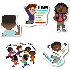 Black Kid Sticker Pack for Boys | Little Black Boy Stickers Die-Cut Stickers for Water Bottle Laptop Journal Notebook Collection | Black Boy Joy Stickers | Decal | Water Proof in Saudi Arabia