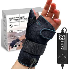 CREATRILL Thumb Wrist heating pad for Carpal Tunnel Syndromes, Heated Thumb Brace Hand Heating Pad for Trigger Thumb, Arthritis, Tendinitis Pain Relief（S/M